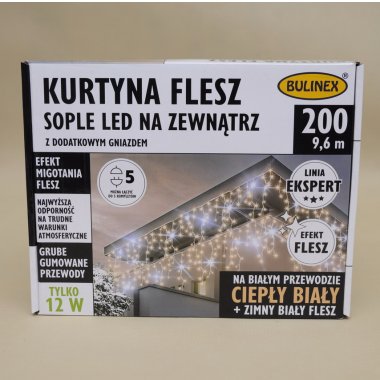 75-699 LAMPKI SOPLE 200LED FLESZ+G 10M B.CIEP IP44