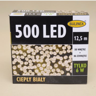 13-458 LAMPKI LED 500L B.CIEPŁY+ ZASILACZ 12,5 MET
