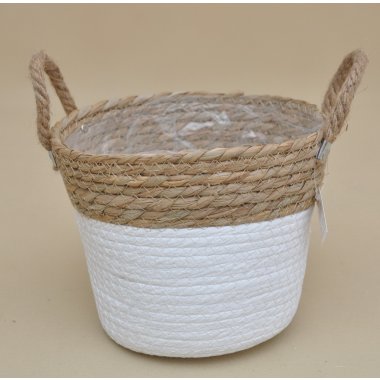 KOSZ04350-3 KOSZ BIAŁO /NATURALNY H18*23CM