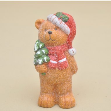 GG130821-17B MIŚ Z CHOINKĄ CERAMIKA H 17*8 CM OP.4