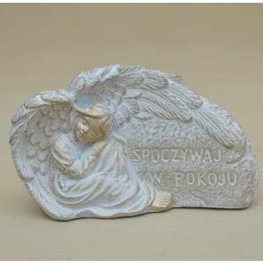TG70366 ANIOŁ POZŁACANY BETON NAPIS H 13*21 CM