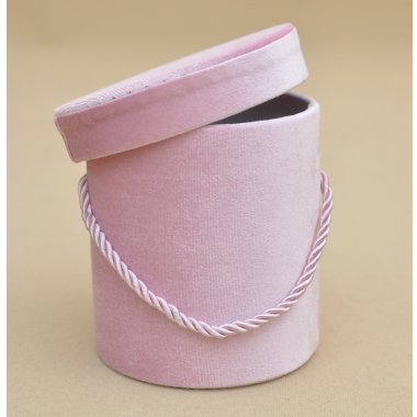 FLOWER BOX WELUR RÓŻOWY H 13*12 CM