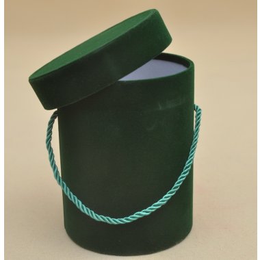 FLOWER BOX WELUR ZIELONY H 18*13,5CM