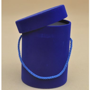 FLOWER BOX WELUR GRANATOWY H 18*13,5CM