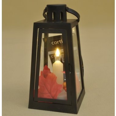 28/23/YZB-BAT LATARENKA CZARNA Z LIŚCIEM H21*10CM