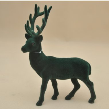 BN-3-01492 RENIFER ZIELONY FLOK H34*24 CM OP.12