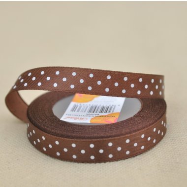 WSTĄŻKA BRĄZOWA W KROPKI 1,2 CM X 20 Y