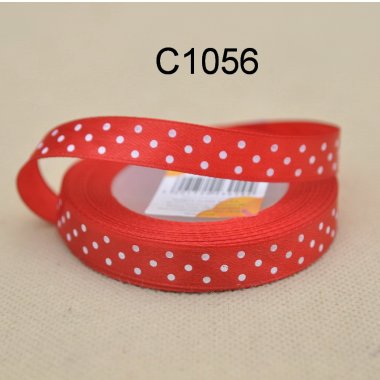WSTĄŻKA CZERWONA W KROPKI  1,2 CM X 20 Y