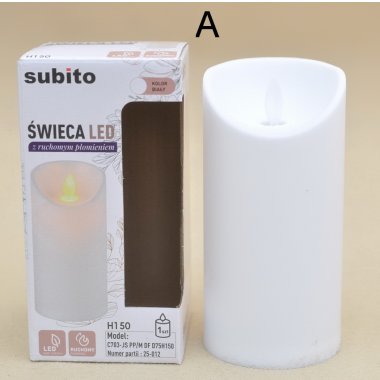 ŚWIECA LED RUCHOMY PŁOMYK BIAŁA/ECRU H15*7,5CM