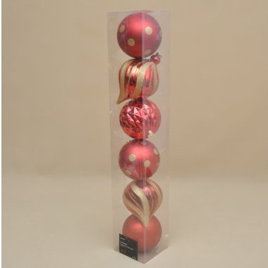 022565 BOMBKA PLASTIK*6 CZERWONA 15CM