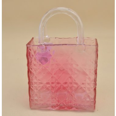 GS24VN-898 TOREBKA SZKLANA RÓŻOWA 30H*18 CM