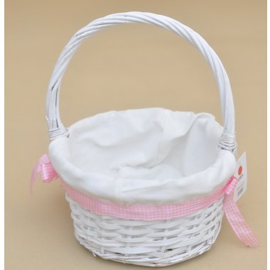 OR-K-627 KOSZYK RÓŻOWA KOKARDKA H28*22 CM