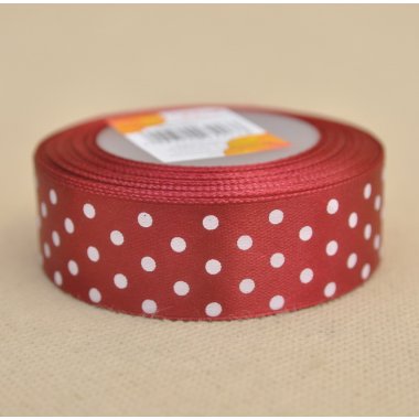 WSTĄŻKA W KROPKI BURGUND 2,5CM 20Y