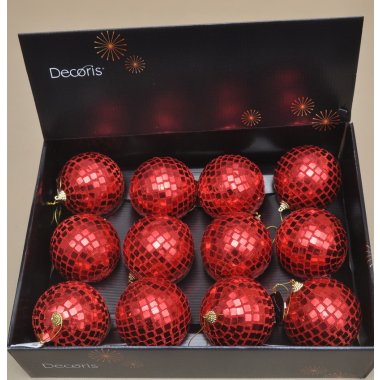 451949 BOMBKA CZERWONA CEKINY STYROPIAN 10CM OP.12