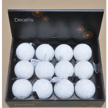 024638 BOMBKA STYROPIAN BIAŁA KORALIKI 8 CM OP.12