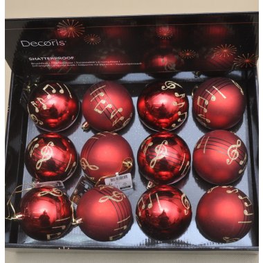 024821 BOMBKA CZERWONA NUTY PLASTIK 8 CM OP.12