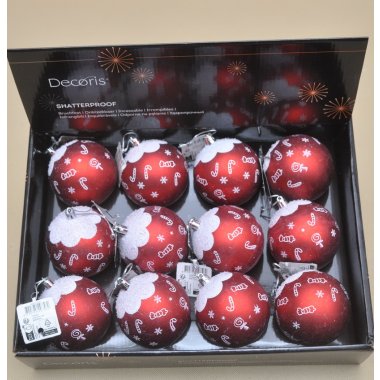 024839 BOMBKA CZERWONA DEKOR PLASTIK 8 CM OP.12