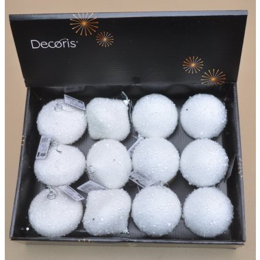 024631 BOMBKA STYROPIAN BIAŁA KORALIKI 8 CM OP.12