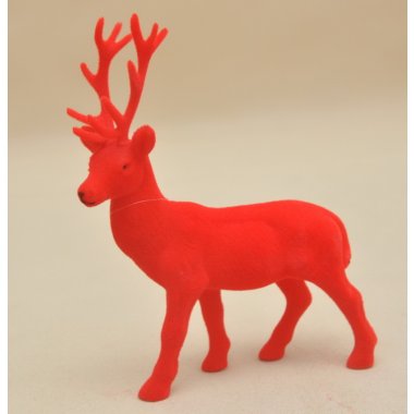 BN-3-01474 RENIFER CZERWONY FLOCK H28*21CM OP.24