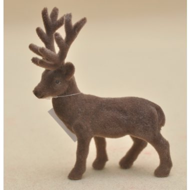 BN-3-03995 RENIFER ZIELONY FLOCK H 15*11CM OP.36