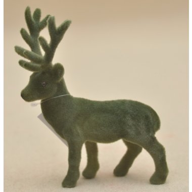 BNPK-3-04154 RENIFER ZIELONY FLOCK H 15*11CM OP.36