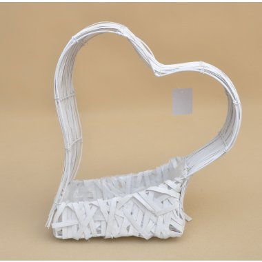 W-2512837 WHITE OSŁONKA SERCE RATAN H38*30*12CM