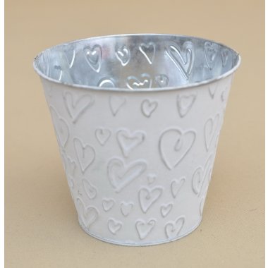 TH-250379 OSŁONKA METAL BIAŁA W SERCA H 13*15 CM