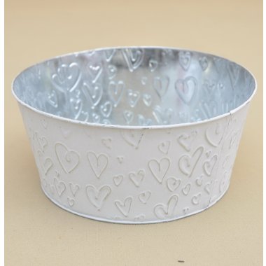 TH-250385 OSŁONKA METAL BIAŁA W SERCA H 11*24 CM