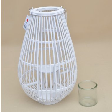 N6-W033B-W LAMPION RATAN BIAŁY H50*34CM