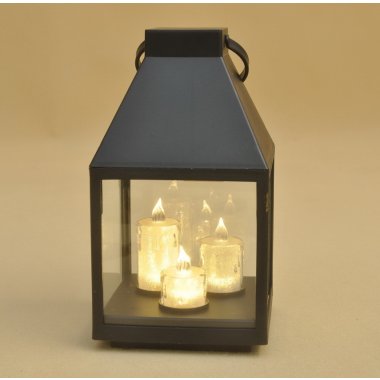 OR-LP6262B-BLACK LATARENKA 3 ŚWIECZKI H25*13CM