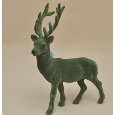 BNPK-3-04172 RENIFER ZIELONY FLOCK H34*24 CM OP.12