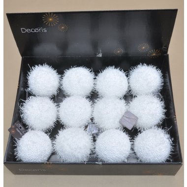 024632 BOMBKA STYROPIAN BIAŁA BROKAT 8 CM OP.12