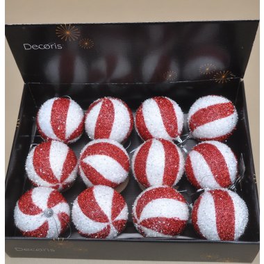 024589 BOMBKA BIAŁO CZERWONA STYROPIAN 10CM OP.12