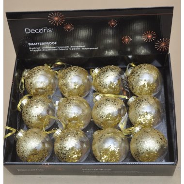 026780 BOMBKA ZŁOTA BROKAT PLASTIK 8 CM OP.12