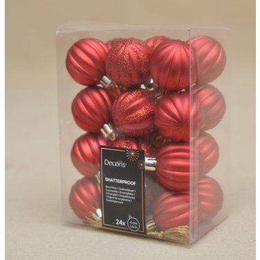 024878 BOMBKA*24 CZERWONA PLASTIK 4CM