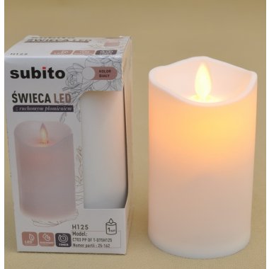 ŚWIECA LED RUCHOMY PŁOMYK TIMER BIAŁA H12,5 CM