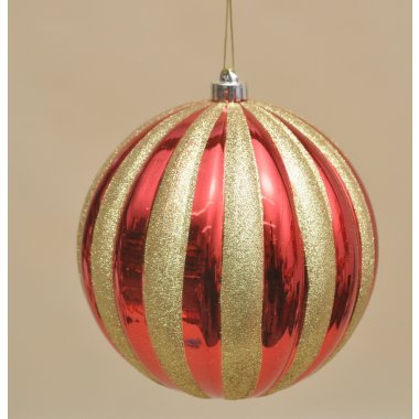 YW-DC080 BOMBKA CZERWO ZŁ/PASKI PLASTIK 20CM OP.4