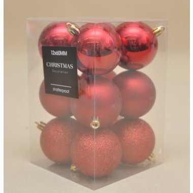 AVS100620 BOMBKA*12 PLASTIK 6CM CZERWONA