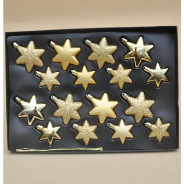 CAN303100 BOMBKI GWIAZDKI*16 ZŁOTE PLASTIK 5-6 CM