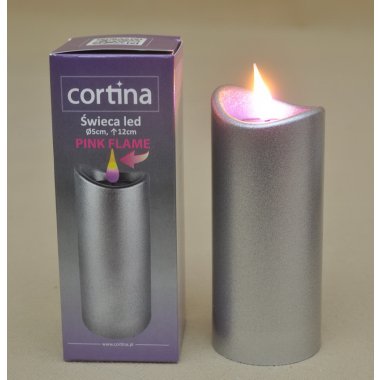 1/24/WAX-BAT-S ŚWIECA LED 5*H12 CM 2*R6 SILVER