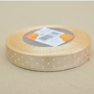 WSTĄŻKA BEŻOWA W KROPKI 1,2 CM