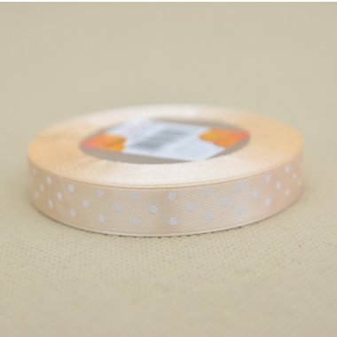 WSTĄŻKA KREM  W KROPKI 1,2 CM