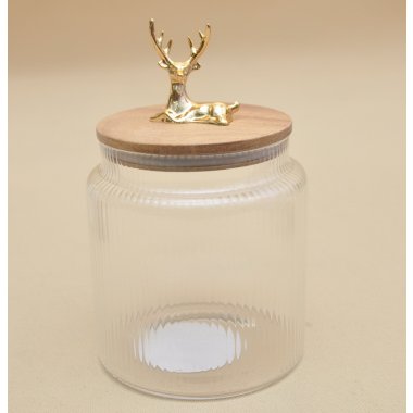CD4000360 SŁOIK SZKŁO Z RENIFEREM H 14*12 CM