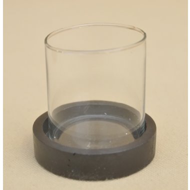 SWIE01285 ŚWIECZNIK DREWNO SZKŁO H 8.5*9 CM