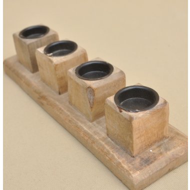 SWIE01271 ŚWIECZNIK*4 DREWNO H 8*36*10 CM