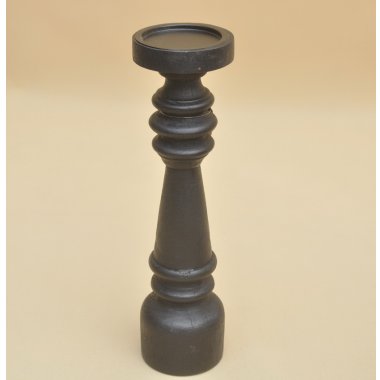 SWIE01274 ŚWIECZNIK DREWNO CZARNY H 38*10 CM