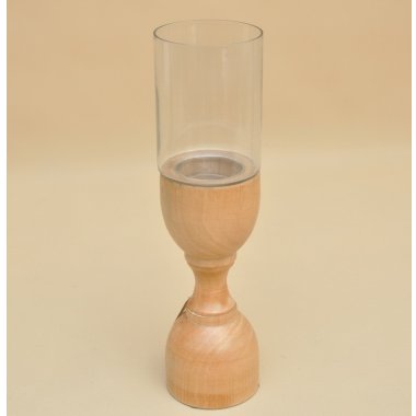 SWIE01272 ŚWIECZNIK DREWNO SZKŁO H 47*13 CM