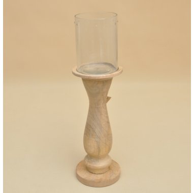 SWIE01294 ŚWIECZNIK DREWNO SZKŁO H 53*13 CM