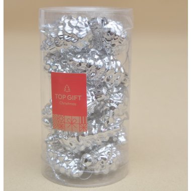 TG75285-1 BOMBKA SZYSZKI*15 PLASTIK SREBRNE 7 CM