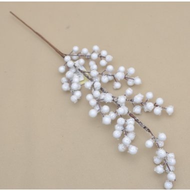 MK1152 GAŁĄZKA BIAŁE KULKI OSZRONIONE 62CM OP.6/24